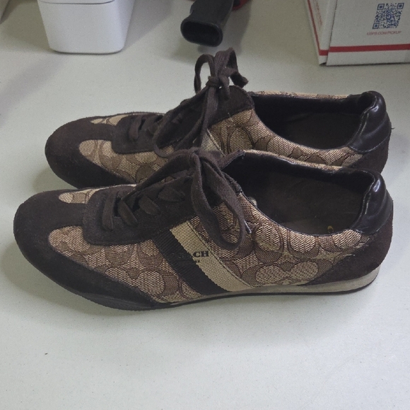 Coach Women's Tan and Brown Sneakers - Picture 2 of 5